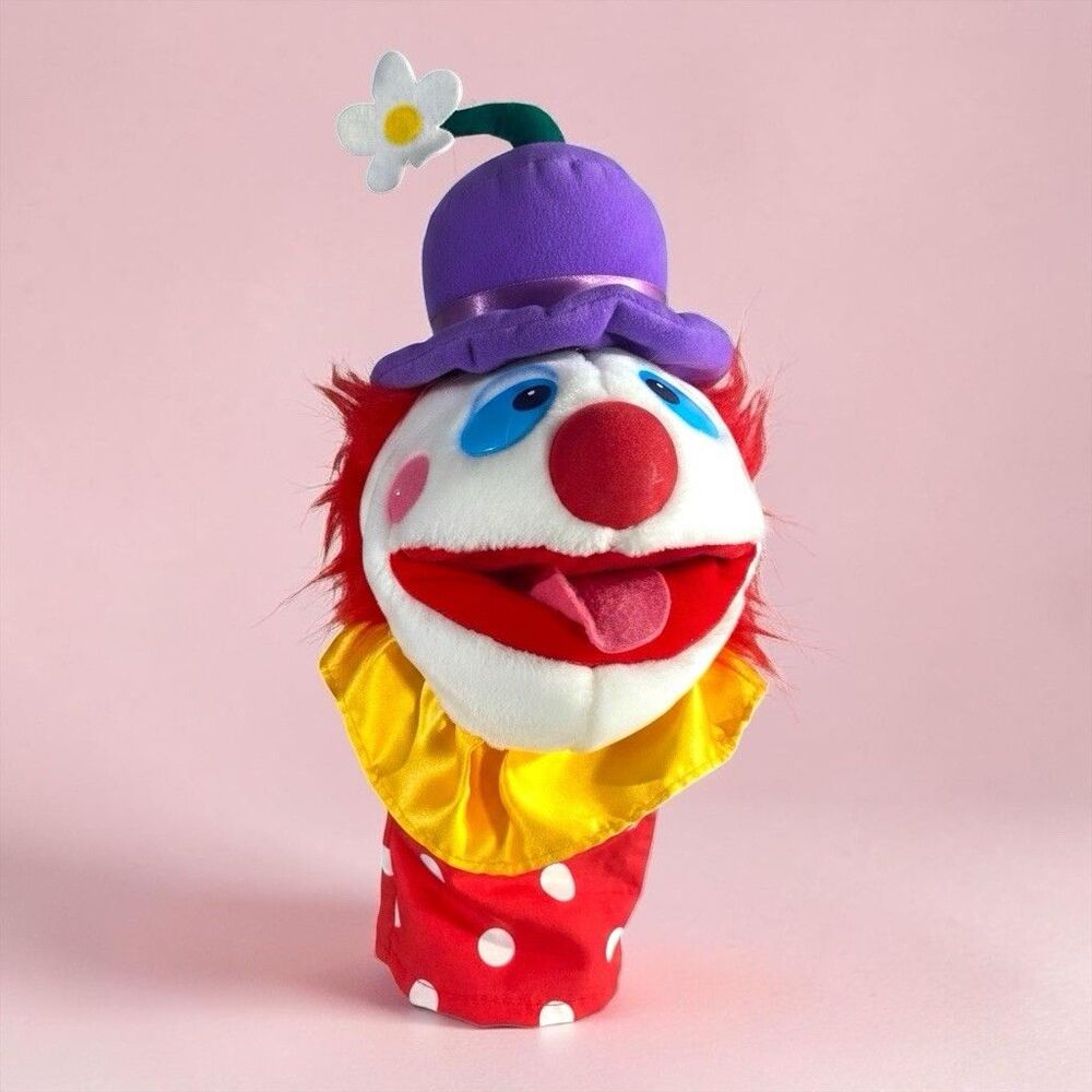 Vintage 1993 Dakin Circus Clown Hand Puppet Plush Toy Funny Silly Children Kids